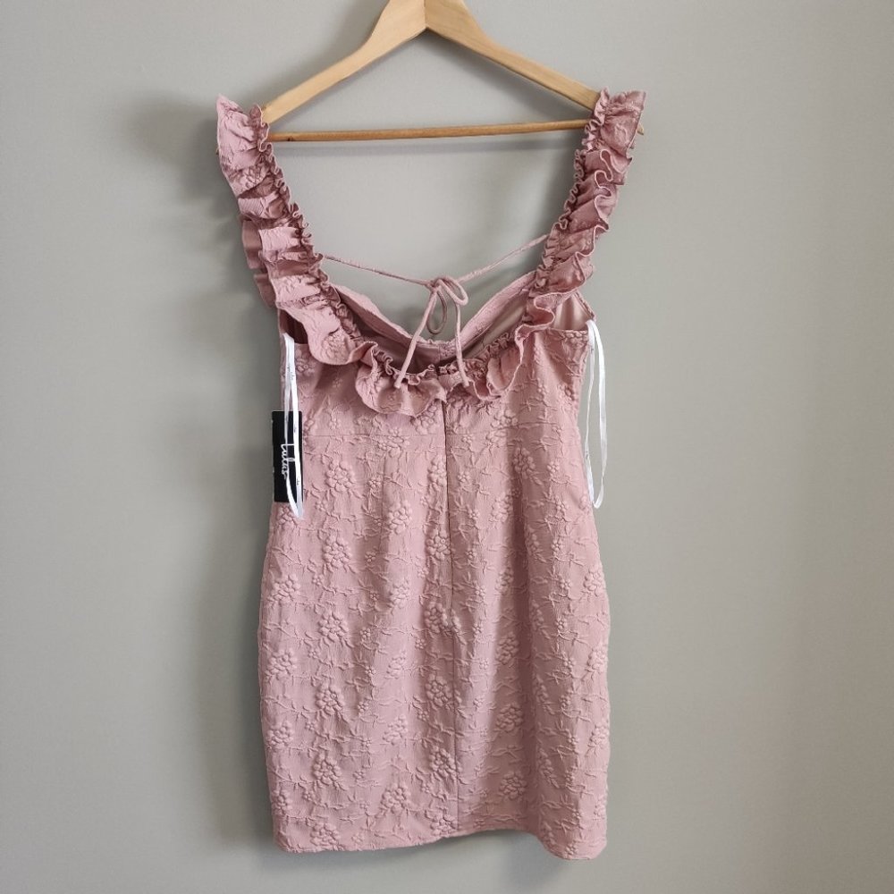 Lulu's Ruffle Strap Mini Dress Bodycon Pink Small - Picture 7 of 12